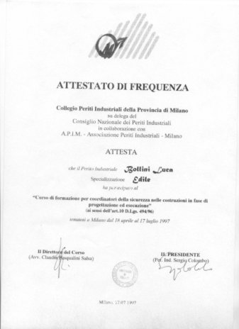 1997: Coordinatore Sicurezza